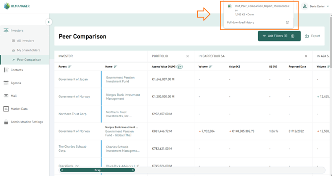 The exported Excel file will include the data as displayed on your screen, whether filtered or unfiltered