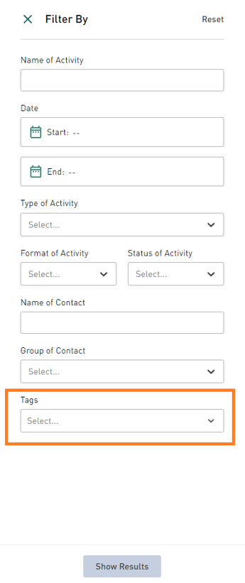 View of the event popup with the Add Tag button located below the meeting title