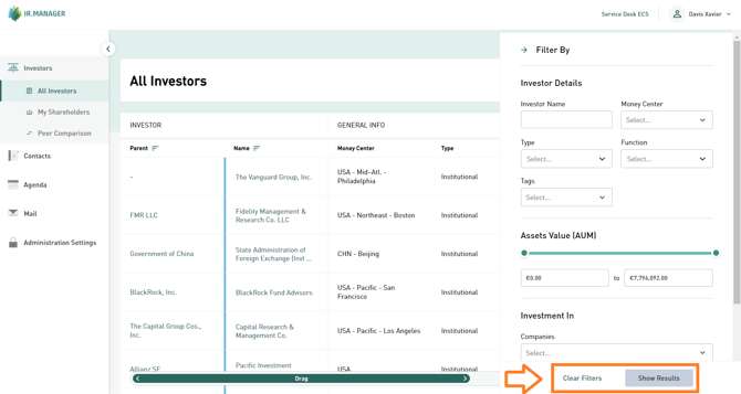 IRM - How to filter in all investors - 2