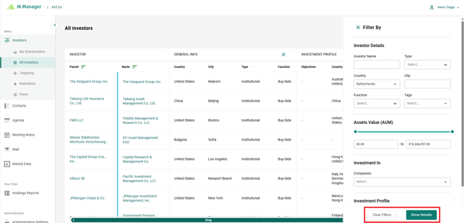 IRM - How to filter in all investors - 2025-02
