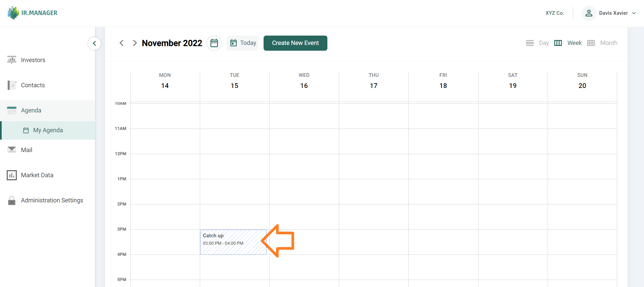 Click on the meeting, whether a single activity or multi-event, in My Agenda to open the meeting details