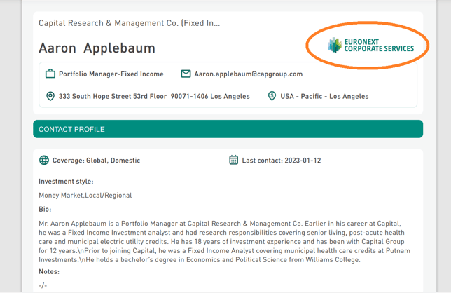 Example of a company logo displayed in a PDF report after uploading it in IR.Manager