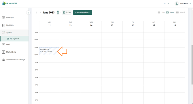 Click on your meeting in the Agenda to open the meeting details and view your Meeting Notes
